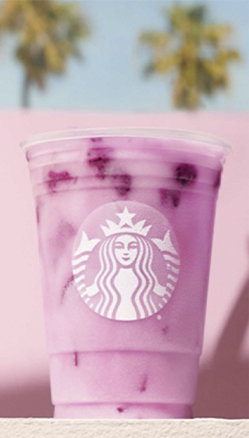 Starbucks purple fruit iced refresher beverage