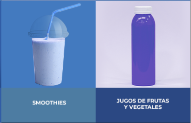 Smoothies, Jugos de frutas y vegetales